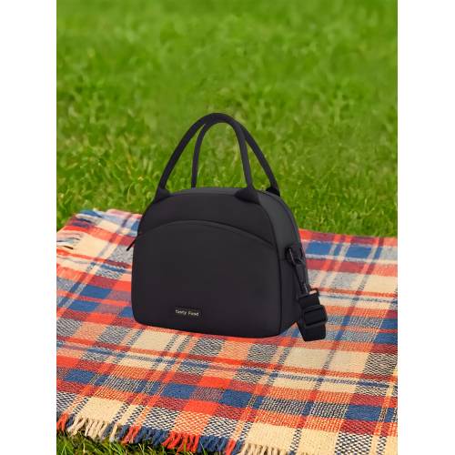 Geanta Termica pentru Pranz, Impermeabila, 2 Tipuri de Manere, 26x14.3x21.2 cm, Negru