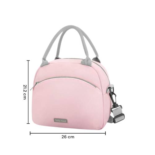 Geanta Termica pentru Pranz, Impermeabila, 2 Tipuri de Manere, 26x14.3x21.2 cm, Roz