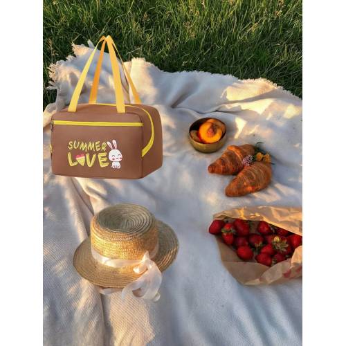 Geanta Termica, Compartimente Multiple, Impermeabila, 30x21x20 cm, Design Iepuras, Maro