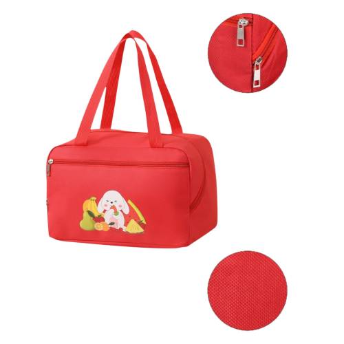 Geanta Termica, Compartimente Multiple, Impermeabila, 30x21x20 cm, Design Iepuras, Rosu