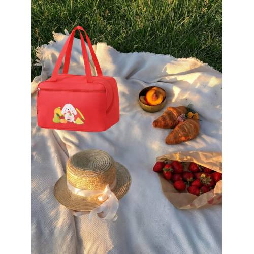 Geanta Termica, Compartimente Multiple, Impermeabila, 30x21x20 cm, Design Iepuras, Rosu