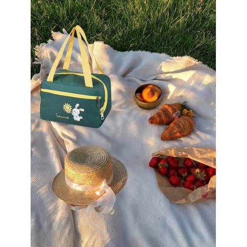 Geanta Termica, Compartimente Multiple, Impermeabila, 30x21x20 cm, Design Iepuras, Verde