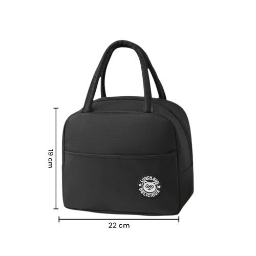 Geanta Termica pentru Pranz, cu Buzunar Exterior, Impermeabila, 22x14x19 cm, Negru