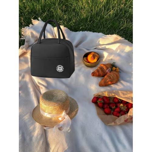Geanta Termica pentru Pranz, cu Buzunar Exterior, Impermeabila, 22x14x19 cm, Negru