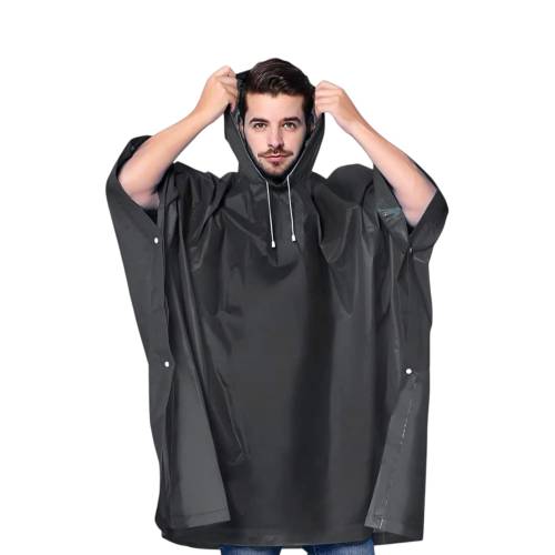 Pelerina de Ploaie pentru Adulti, Tip Poncho, Impermeabila, Capse Laterale, Negru Pelerina de Ploaie pentru Adulti, Tip Poncho, Impermeabila, Capse Laterale, Negru