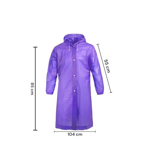 Pelerina de Ploaie, pentru Copii 100-145 cm, din EVA, Impermeabila, Inchidere cu Capse, Mov