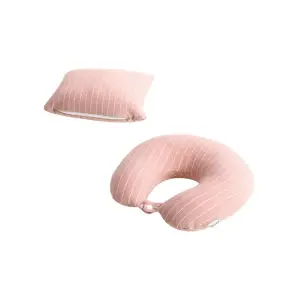 Perna de Calatorii 2 in 1 pentru Gat, din Particule de Spuma cu Memorie, Roz