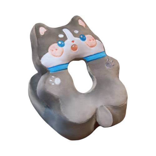 Perna din Spuma pentru Birou si Calatorii, Model Husky, Umplutura Bumbac, Suport Cap, 30x35x30 cm, Gri Perna din Spuma pentru Birou si Calatorii, Model Husky, Umplutura Bumbac, Suport Cap, 30x35x30 cm, Gri