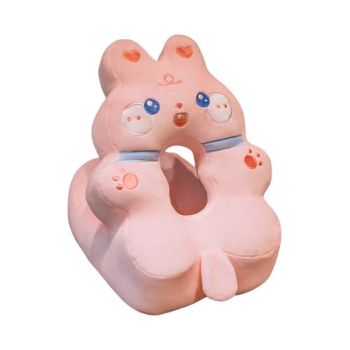 Perna din Spuma pentru Birou si Calatorii, Model Iepure, Umplutura Bumbac, Suport Cap, 30x35x30 cm, Roz Perna din Spuma pentru Birou si Calatorii, Model Iepure, Umplutura Bumbac, Suport Cap, 30x35x30 cm, Roz