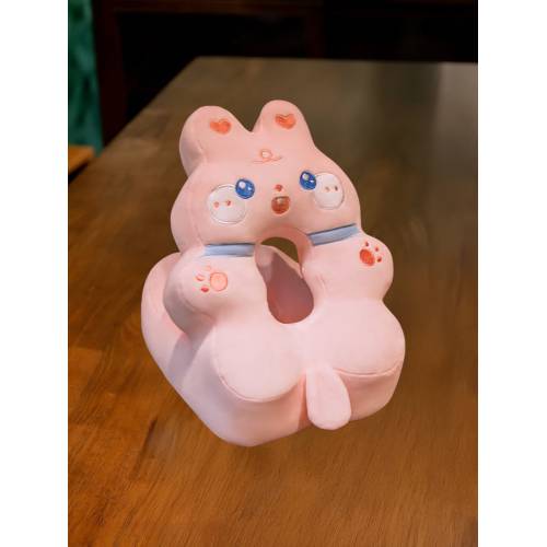 Perna din Spuma pentru Birou si Calatorii, Model Iepure, Umplutura Bumbac, Suport Cap, 30x35x30 cm, Roz Perna din Spuma pentru Birou si Calatorii, Model Iepure, Umplutura Bumbac, Suport Cap, 30x35x30 cm, Roz