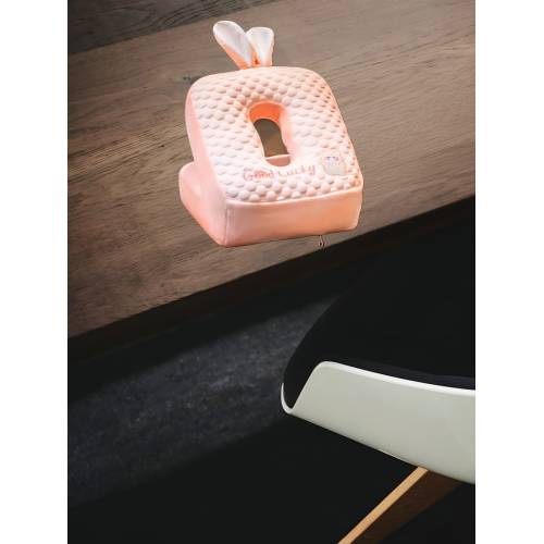 Set 2in1 Patura Microfibra si Perna cu Umplutura din Bumbac pentru Birou, Calatorii, Model Iepuras, Roz