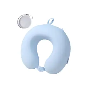 Perna de Calatorie pentru Gat si Cap, Umplutura din Spuma cu Memorie, Cutie Transport, Bleu