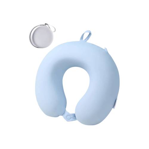 Perna de Calatorie pentru Gat si Cap, Umplutura din Spuma cu Memorie, Cutie Transport, Bleu