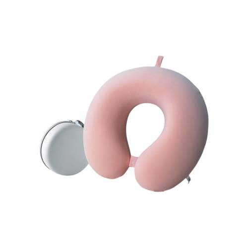 Perna de Calatorie pentru Gat si Cap, Umplutura din Spuma cu Memorie, Cutie Transport, Roz