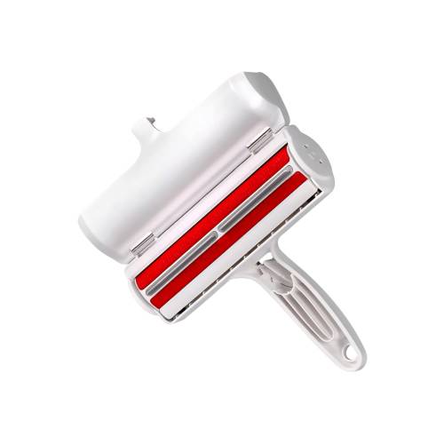 Rola pentru Parul de Animale, cu Maner, 19x19x6cm, Alb/Rosu