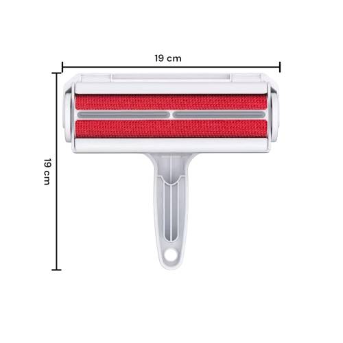 Rola pentru Parul de Animale, cu Maner, 19x19x6cm, Alb/Rosu