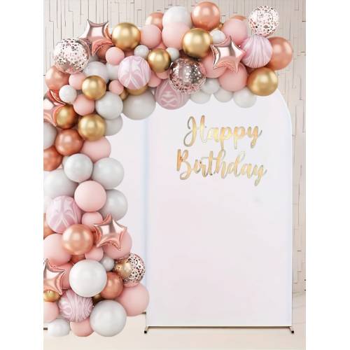 Baloane pentru arcada, set 82 de baloane decorative din latex, Roz/Auriu