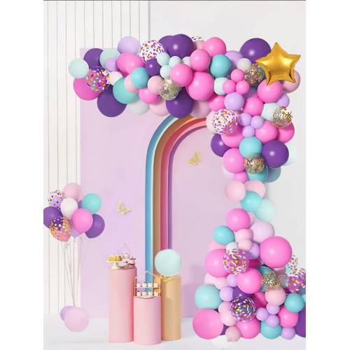 Baloane pentru arcada, set 127 de baloane decorative din latex, Multicolor Baloane pentru arcada, set 127 de baloane decorative din latex, Multicolor