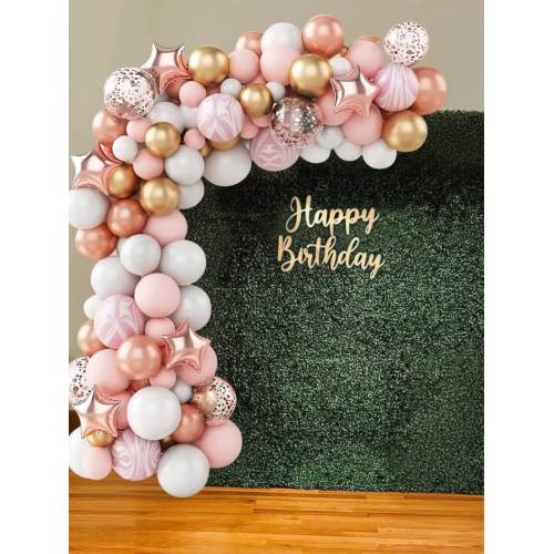 Baloane pentru arcada, set 82 de baloane decorative din latex, Roz/Auriu