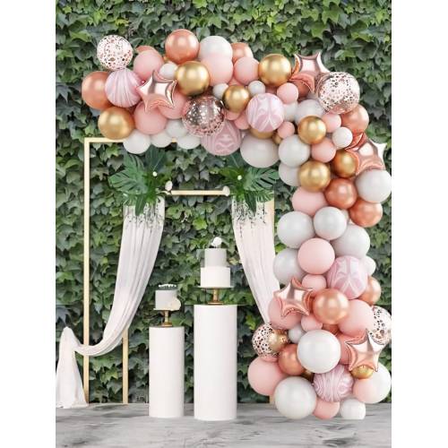 Baloane pentru arcada, set 82 de baloane decorative din latex, Roz/Auriu