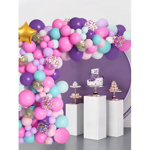 Baloane pentru arcada, set 127 de baloane decorative din latex, Multicolor Baloane pentru arcada, set 127 de baloane decorative din latex, Multicolor