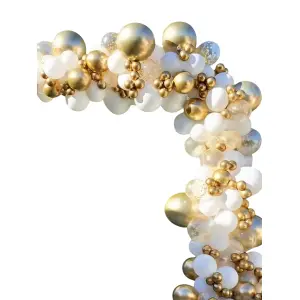 Baloane pentru arcada, set 127 de baloane decorative din latex, Alb/Auriu