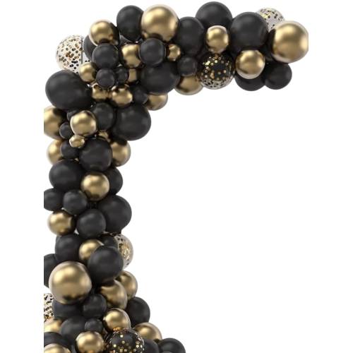 Baloane pentru arcada, set 107 de baloane decorative din latex, Negru/Auriu Baloane pentru arcada, set 107 de baloane decorative din latex, Negru/Auriu