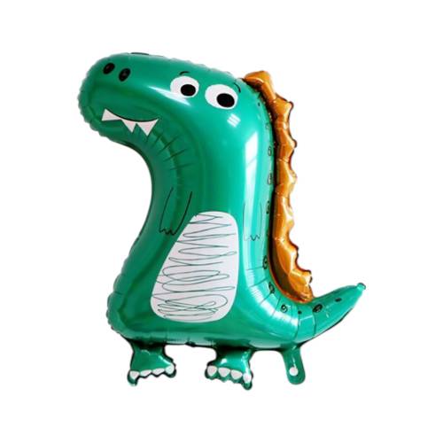 Baloane din folie metalizata, model Dinozaur, set 5 bucati, umflare aer sau heliu, Verde Baloane din folie metalizata, model Dinozaur, set 5 bucati, umflare aer sau heliu, Verde