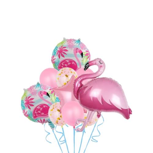 Baloane din folie metalizata, model Flamingo, set 10 bucati, umflare aer sau heliu, Roz Baloane din folie metalizata, model Flamingo, set 10 bucati, umflare aer sau heliu, Roz