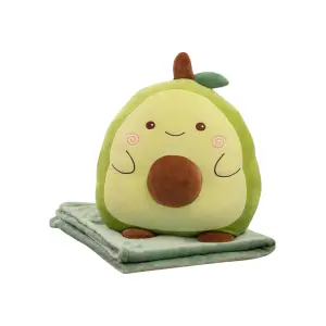 Set Patura 2 in 1 pentru Pat sau Canapea, Microfibra, Model Jucarie Avocado, Verde