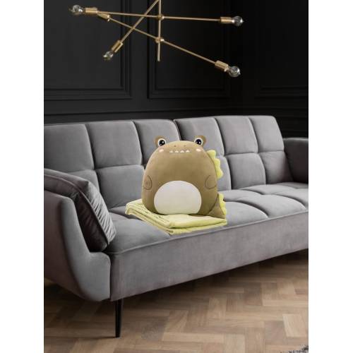 Set Patura 2 in 1 pentru Pat sau Canapea, Microfibra, Model Jucarie Crocodil, Verde