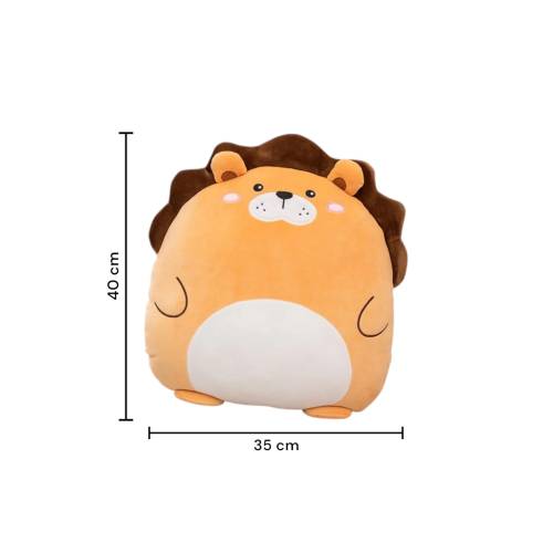 Set Patura 2 in 1 pentru Pat sau Canapea, Microfibra, Model Jucarie Leu, Maro