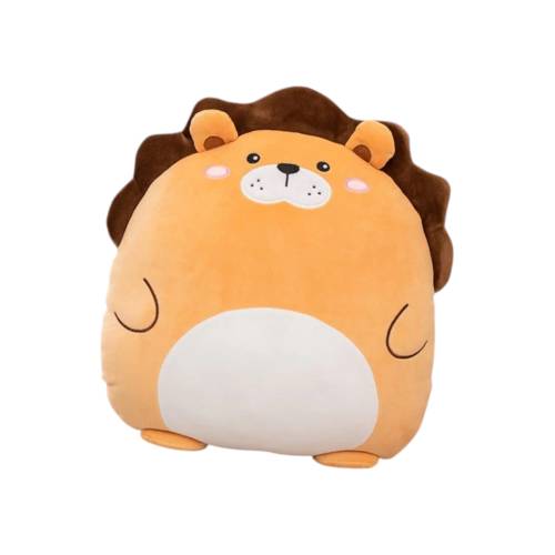 Set Patura 2 in 1 pentru Pat sau Canapea, Microfibra, Model Jucarie Leu, Maro