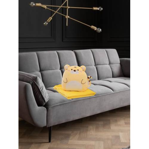 Set Patura 2 in 1 pentru Pat sau Canapea, Microfibra, Model Jucarie Tigru, Portocaliu