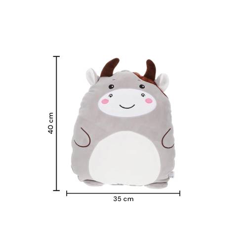 Set Patura 2 in 1 pentru Pat sau Canapea, Microfibra, Model Jucarie Vacuta, Gri