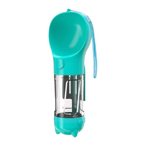 Sticla Portabila 4 in 1 pentru Caini si Pisici, 26.7 x 9.7 x 9.4 cm, Turcoaz