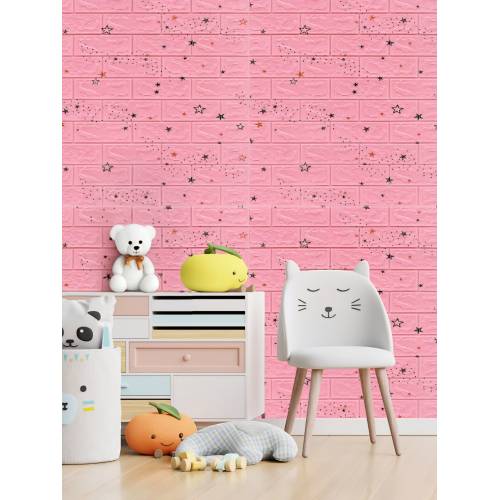 Tapet autoadeziv 3D, 70x77 cm, Model Stele, Roz, 10buc/set