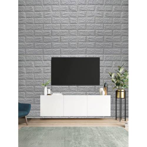 Tapet autocolant 3D, imitatie caramida, 70x77 cm, Argintiu, 10buc/set