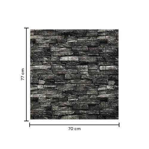Tapet autocolant 3D, imitatie caramida, 70x77 cm, Gri Inchis, 10buc/set