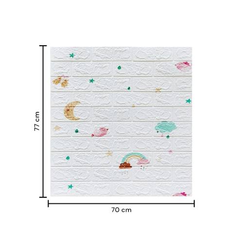 Tapet autoadeziv 3D, 70x77 cm, Model Curcubeu, Alb, 10buc/set