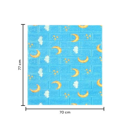 Tapet autoadeziv 3D, 70x77 cm, Model Luna, Albastru, 10buc/set