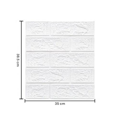 Tapet autocolant 3D cu imitatie de caramida, rezistent la apa, 35x38 cm, Alb, 10buc/set