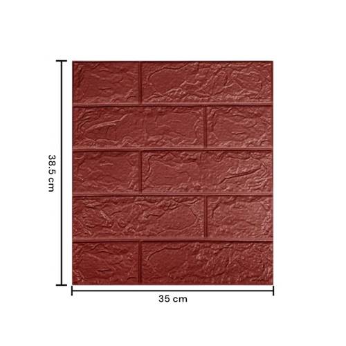 Tapet autocolant 3D cu imitatie de caramida, rezistent la apa, 35x38 cm, Maro, 10buc/set