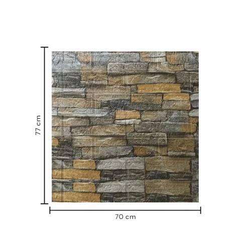 Tapet autocolant 3D, imitatie caramida, 70x77 cm, Galben, 10buc/set