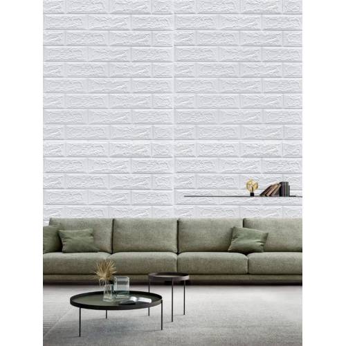 Tapet autocolant 3D, imitatie caramida, 70x77 cm, Alb, 10buc/set