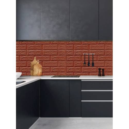 Tapet autocolant 3D, imitatie caramida, 70x77 cm, Maro, 10buc/set Tapet autocolant 3D, imitatie caramida, 70x77 cm, Maro, 10buc/set