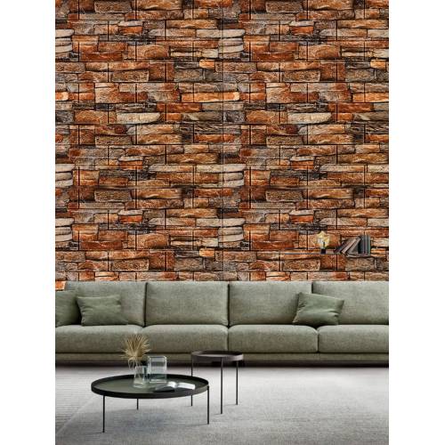 Tapet autocolant 3D, imitatie caramida, 70x77 cm, Piatra Rosie, 10buc/set