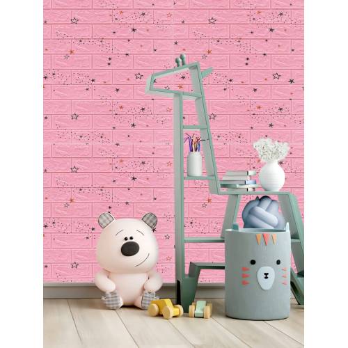 Tapet autoadeziv 3D, 70x77 cm, Model Stele, Roz, 10buc/set