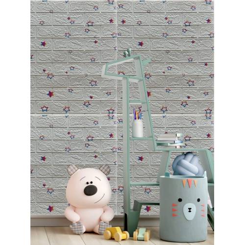 Tapet autocolant 3D, imitatie caramida, 70x77 cm, Stelute, 10buc/set