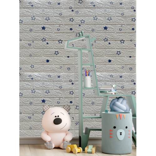 Tapet autocolant 3D, imitatie caramida, 70x77 cm, Stelute Albastre, 10buc/set Tapet autocolant 3D, imitatie caramida, 70x77 cm, Stelute Albastre, 10buc/set